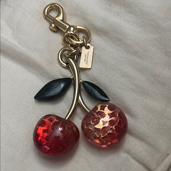 Coach Outlet Red and Gold Cherry Charm - Picture 1 of 5